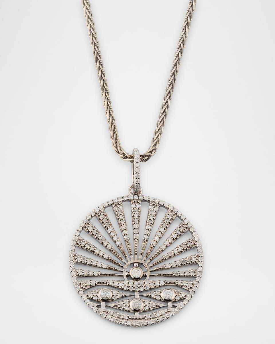 Sterling Silver Diamond Sunrise Pendant Necklace